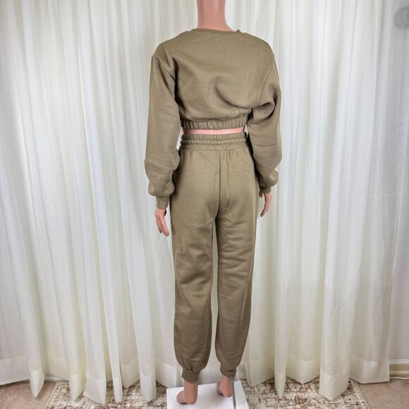 Zenana 2 Pcs Crop Sweatshirt Tracksuit Jogger Pants Set Outfit Active Loungewear - Picture 6 of 9